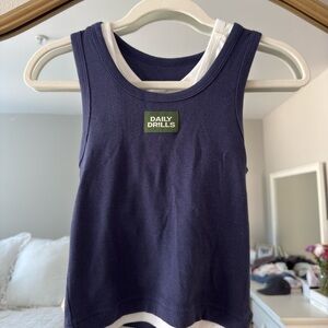 Daily Drills Navy Layered Logo Tank